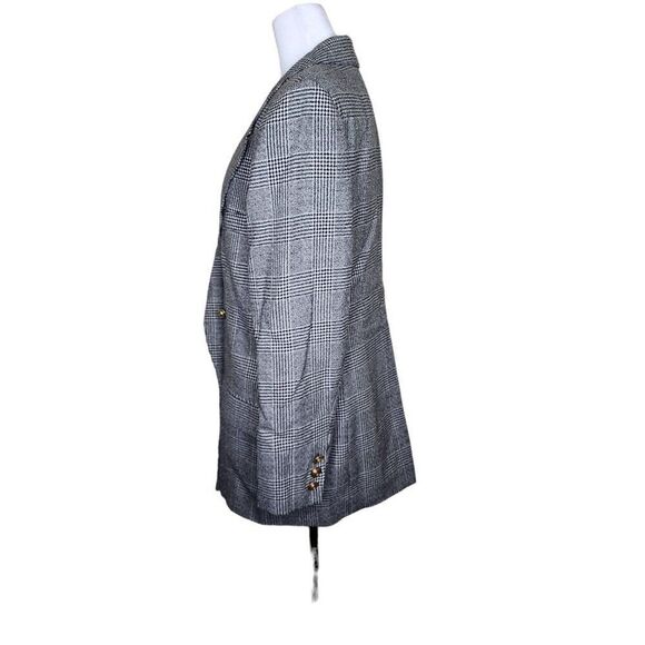 Vintage 80s Windowpane Check Double Breasted Boxy Blazer Womens Size 10 Black Wo - Picture 4 of 9